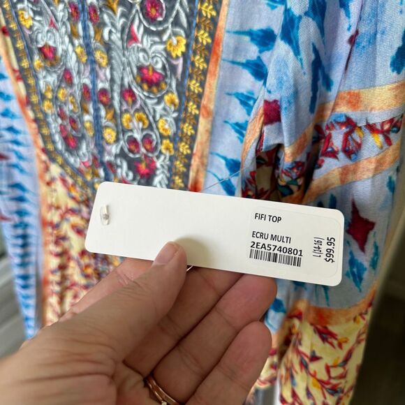 NWT Soft Surroundings Fifi Top‎ in Ecru Multi Size L - Picture 6 of 7